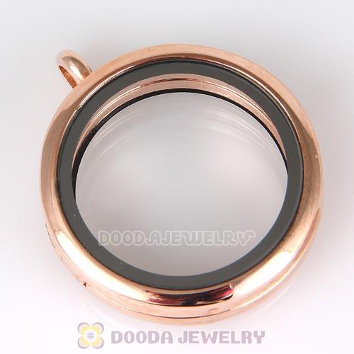 30mm Rose Gold Plated Alloy Glass Floating Locket Pendant Wholesale