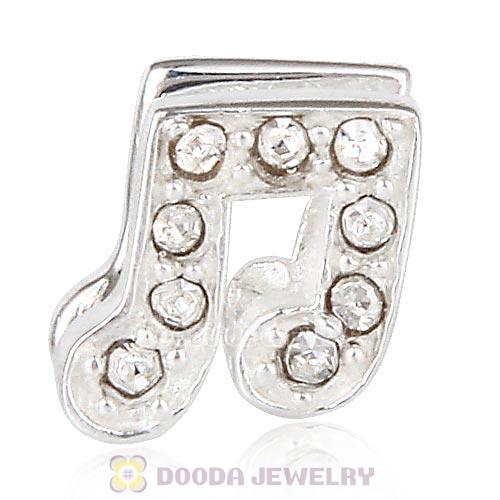 European Sterling Silver Music Note Beads with Clear Austrian Crystal