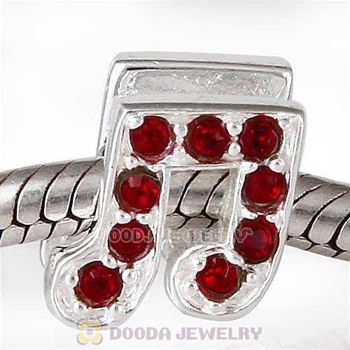 European Sterling Silver Music Note Beads with Siam Austrian Crystal