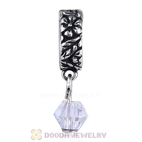 925 Sterling Silver European Style Dangle Beads with Crystal Stone