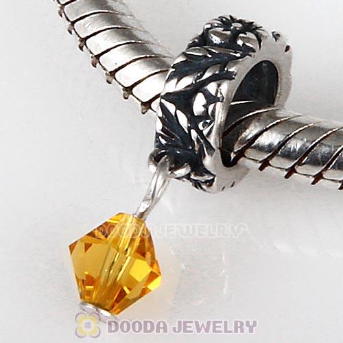 925 Sterling Silver European Style Dangle Beads with Crystal Stone