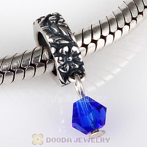 925 Sterling Silver European Style Dangle Beads with Crystal Stone