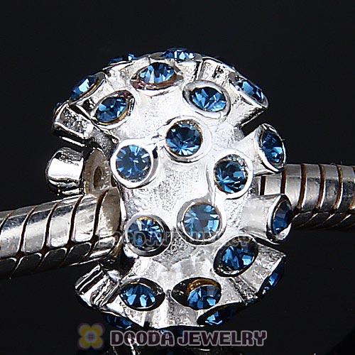 Sterling Silver Loose Pave Beads with Montana Austrian Crystal