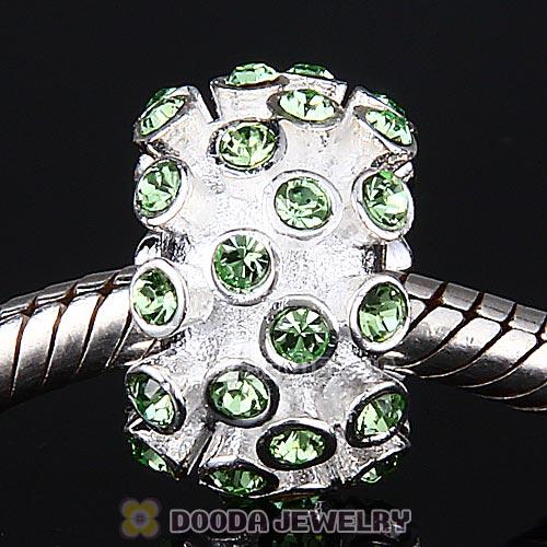 Sterling Silver Loose Pave Beads with Peridot Austrian Crystal