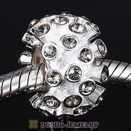 Sterling Silver Loose Pave Beads with Black Diamond Austrian Crystal