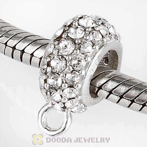 European Sterling Silver Pave Beads with Clear Austrian Crystal