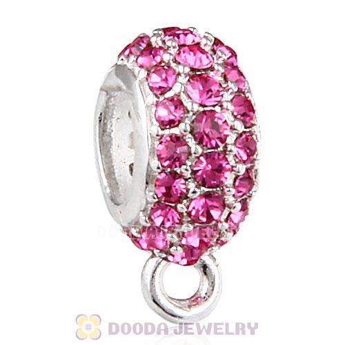 European Sterling Silver Pave Beads with Rose Austrian Crystal