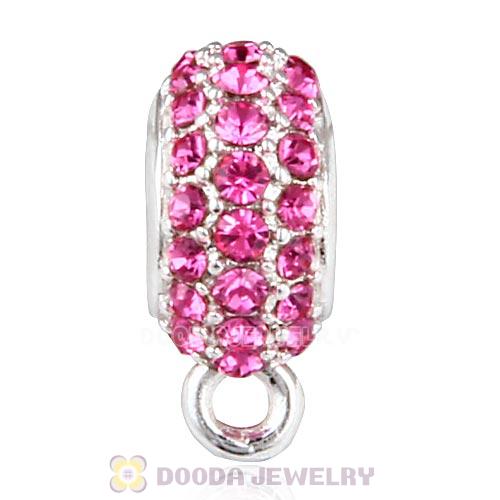 European Sterling Silver Pave Beads with Rose Austrian Crystal