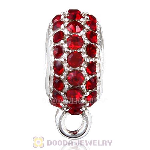 European Sterling Silver Pave Beads with Siam Austrian Crystal