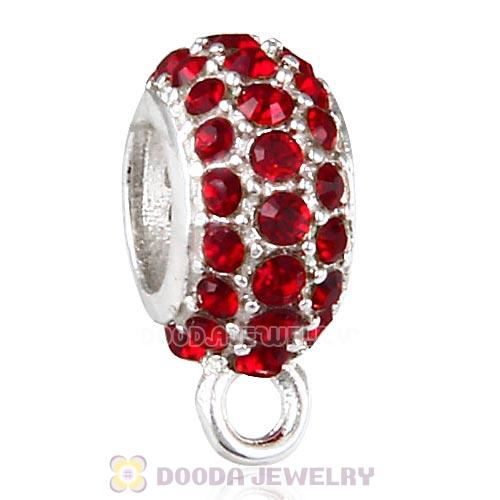 European Sterling Silver Pave Beads with Siam Austrian Crystal