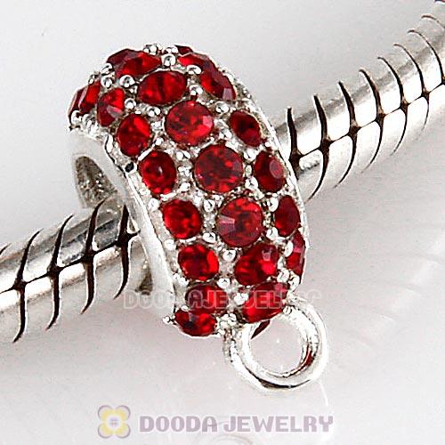 European Sterling Silver Pave Beads with Siam Austrian Crystal