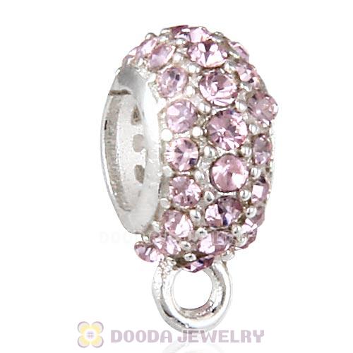 European Sterling Silver Pave Beads with Light Amethyst Austrian Crystal