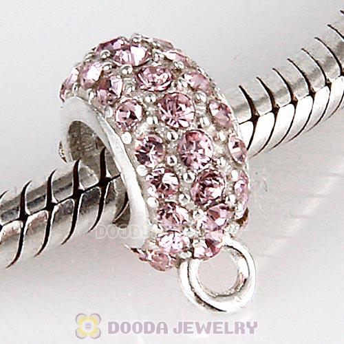 European Sterling Silver Pave Beads with Light Amethyst Austrian Crystal