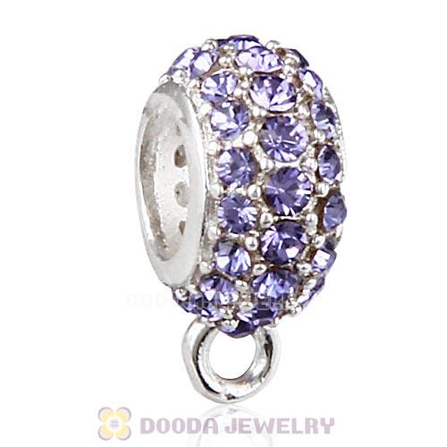 European Sterling Silver Pave Beads with Tanzanite Austrian Crystal