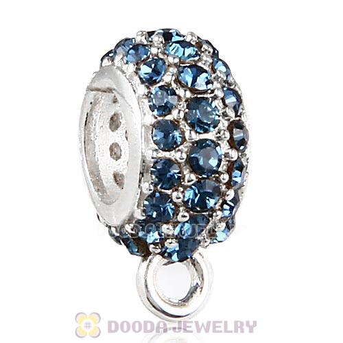European Sterling Silver Pave Beads with Montana Austrian Crystal