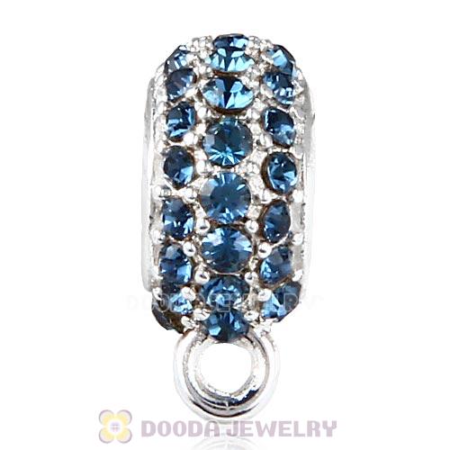 European Sterling Silver Pave Beads with Montana Austrian Crystal