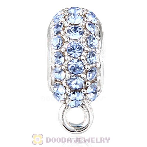 European Sterling Silver Pave Beads with Light Sapphire Austrian Crystal
