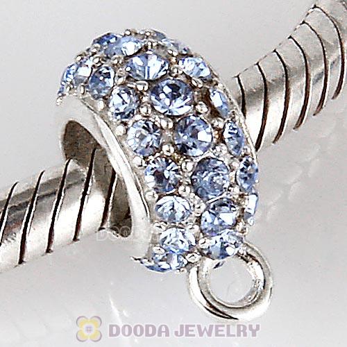 European Sterling Silver Pave Beads with Light Sapphire Austrian Crystal