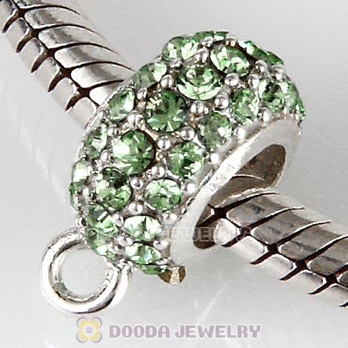 European Sterling Silver Pave Beads with Peridot Austrian Crystal