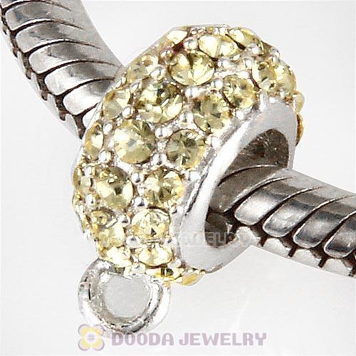 European Sterling Silver Pave Beads with Jonquil Austrian Crystal