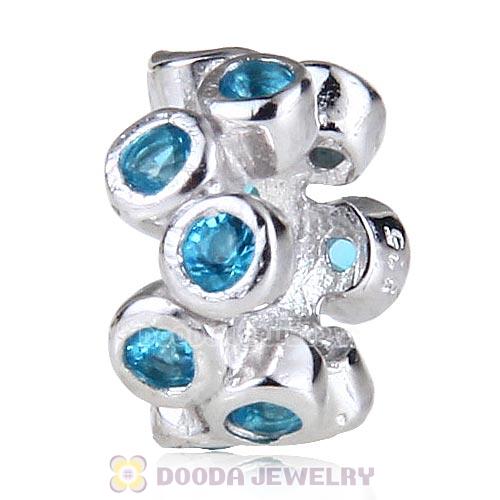European Sterling Silver Spacer Beads with CZ Stone