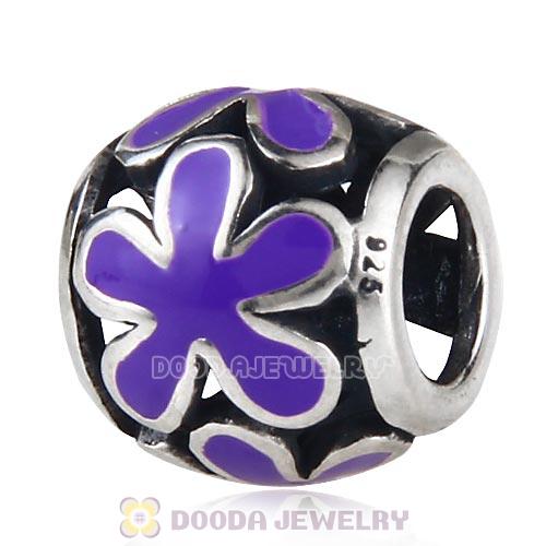 Sterling Silver Enamel Flower Beads European Style