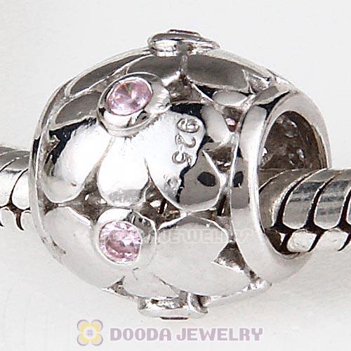 925 Sterling Silver European Flower Bead With CZ Stone Wholesale