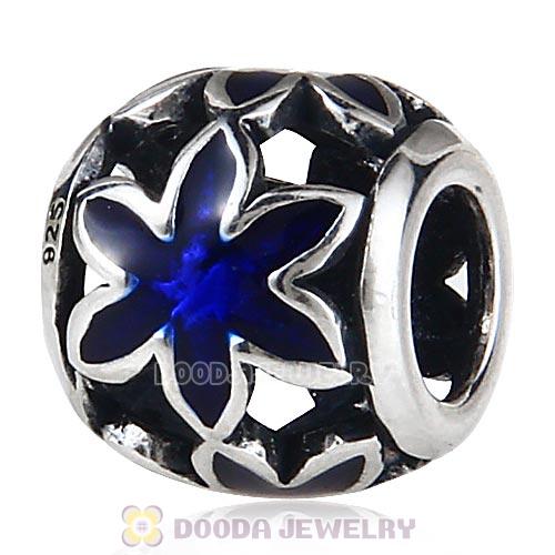 Sterling Silver Enamel Flower Beads European Style