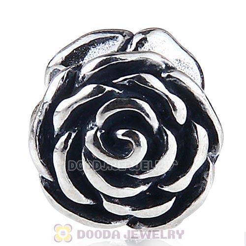 Antique Sterling Silver Rose Charm Beads European Style
