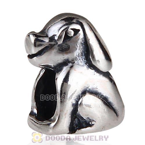 Antique Sterling Silver Cute Puppy Dog Charm Beads European Style