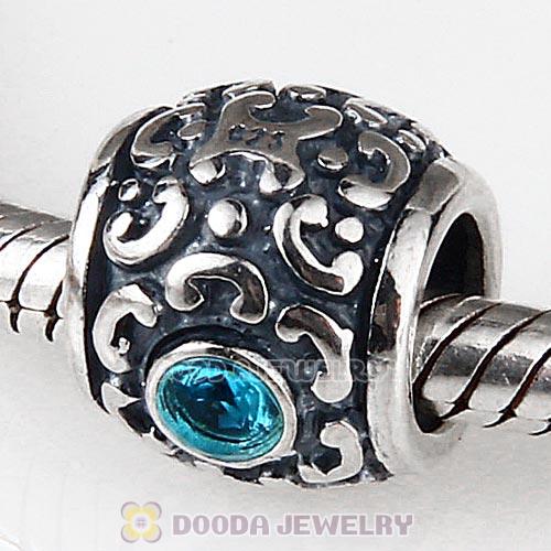 Antique Sterling Silver European Style Bead with CZ Stone Wholesale