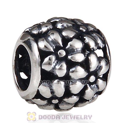 Antique Sterling Silver Flower Charm Beads European Style