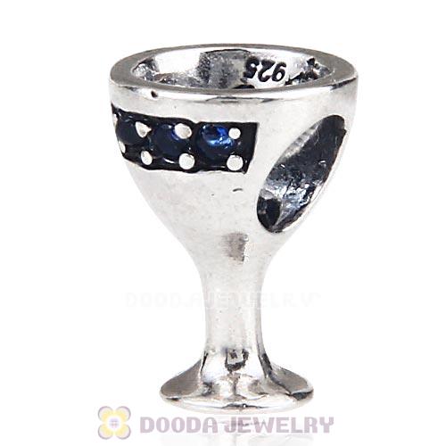 Antique Sterling Silver European Style Goblet Bead with CZ Stone Wholesale