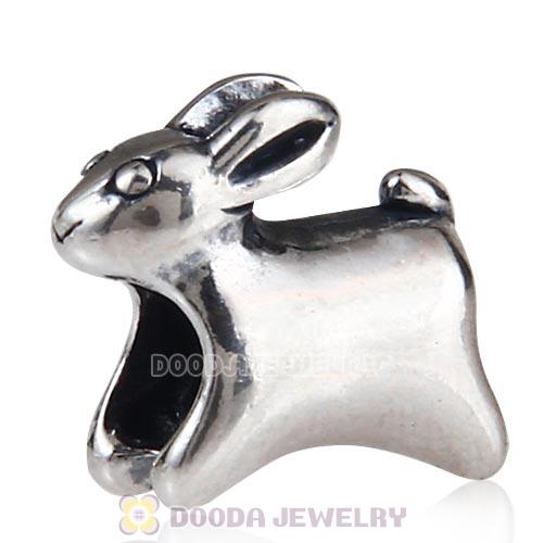 Antique Sterling Silver Running Rabbit Charm Beads European Style