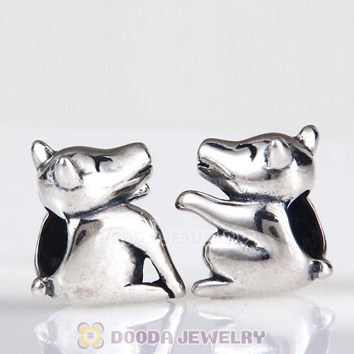 Antique Sterling Silver Pig Charm Beads European Style