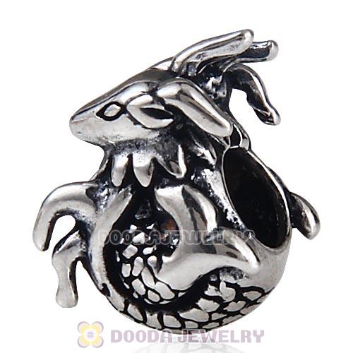 Antique Sterling Silver Dragon Charm Beads European Style