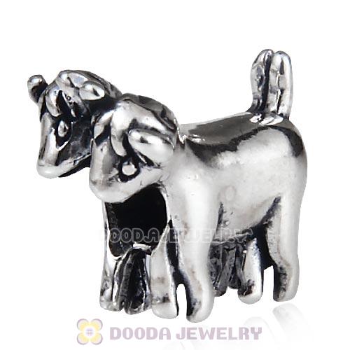 Antique Sterling Silver Cow Charm Beads European Style