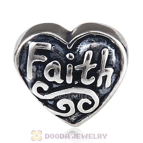 Antique Sterling Silver Faith Heart Love Beads European Style
