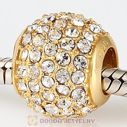 Gold Plated Sterling Pave Lights with Clear Austrian Crystal Charm