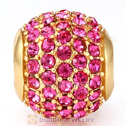 Gold Plated Sterling Pave Lights with Rose Austrian Crystal Charm