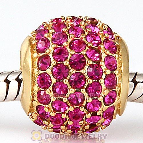 Gold Plated Sterling Pave Lights with Fuchsia Austrian Crystal Charm