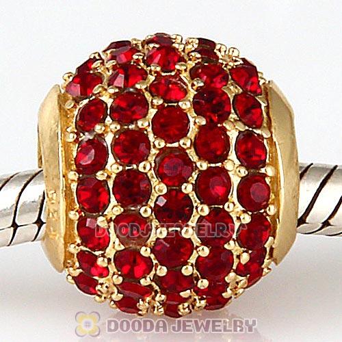 Gold Plated Sterling Pave Lights with Siam Austrian Crystal Charm