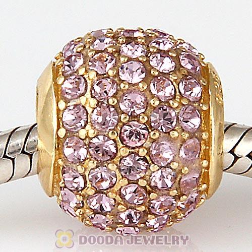 Gold Plated Sterling Pave Lights with Light Amethyst Austrian Crystal Charm