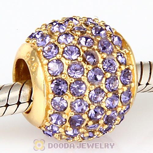 Gold Plated Sterling Pave Lights with Tanzanite Austrian Crystal Charm