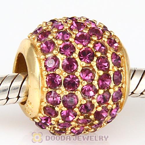 Gold Plated Sterling Pave Lights with Amethyst Austrian Crystal Charm