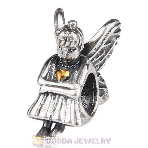 Gold Plated Heart Sterling Silver Fairy Pixie Charm Beads European Style