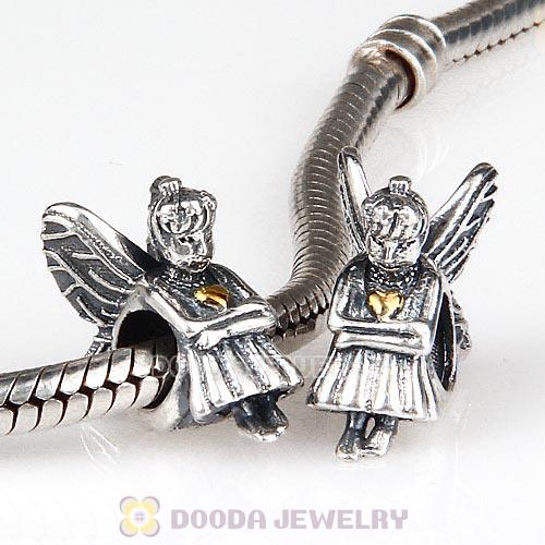 Gold Plated Heart Sterling Silver Fairy Pixie Charm Beads European Style