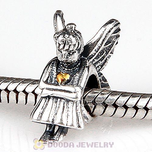 Gold Plated Heart Sterling Silver Fairy Pixie Charm Beads European Style