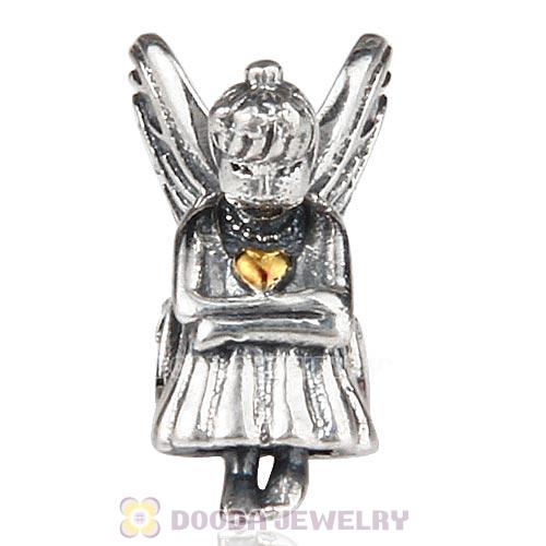 Gold Plated Heart Sterling Silver Fairy Pixie Charm Beads European Style