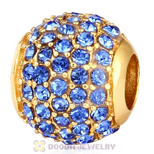 Gold Plated Sterling Pave Lights with Sapphire Austrian Crystal Charm